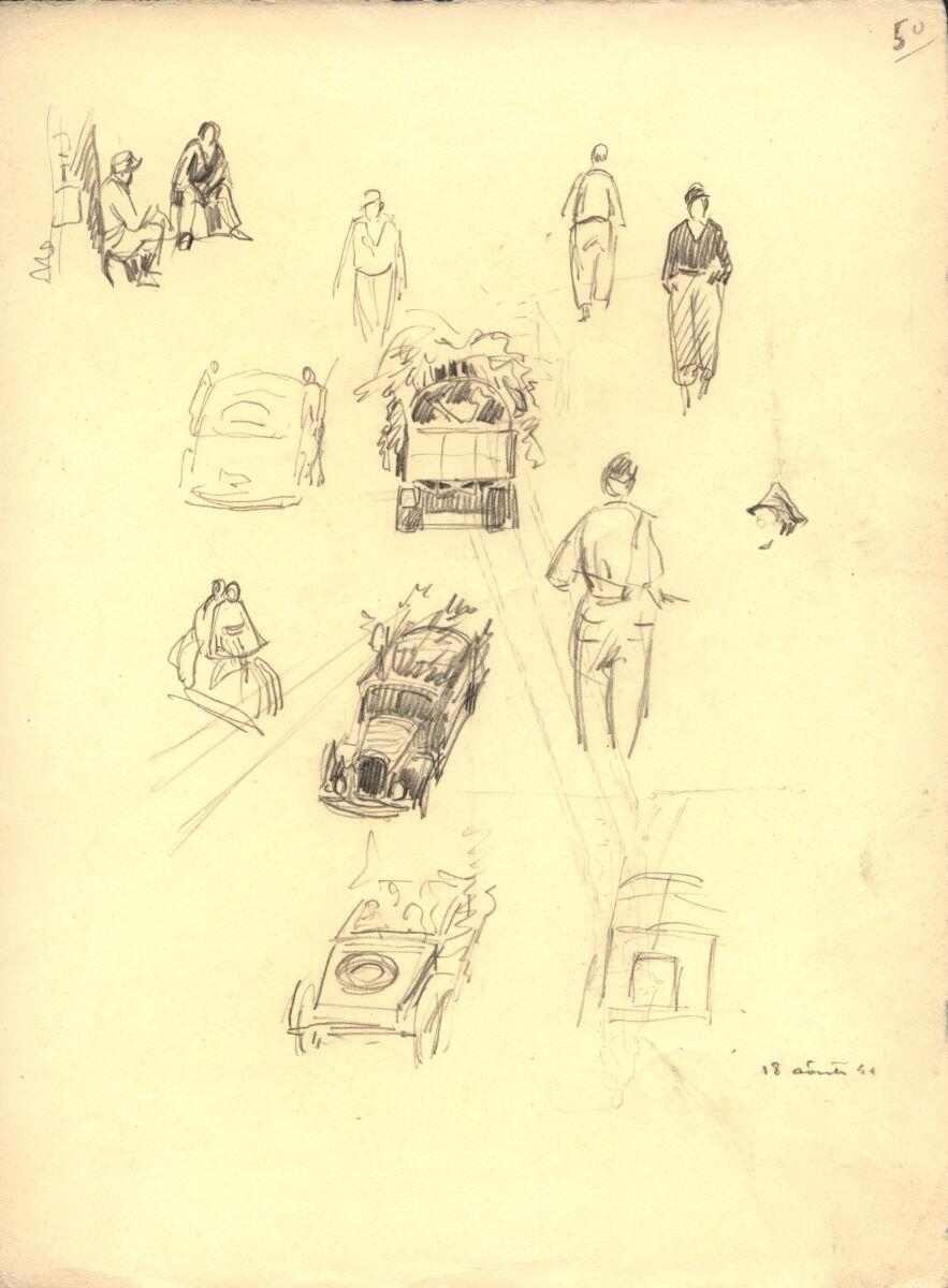 Croquis de véhicules et soldats allemands à Senlis_0