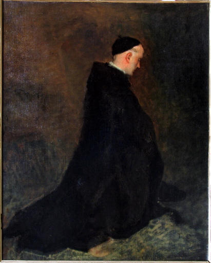 Prêtre agenouillé, Thomas Couture, 19e siècle