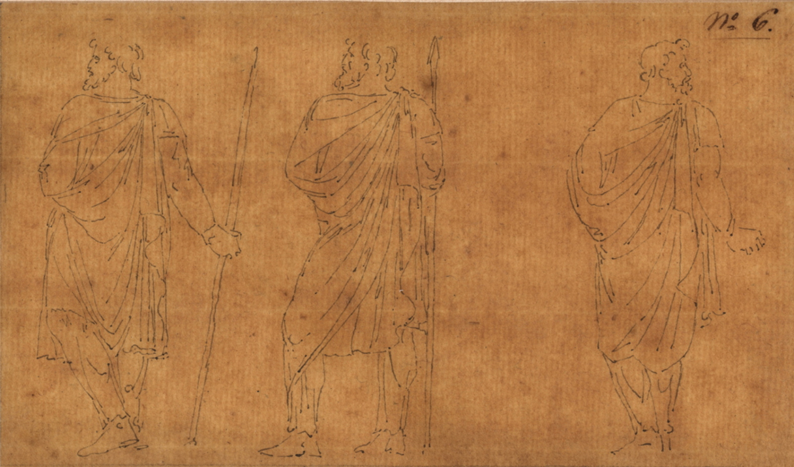 Frise de trois personnages dont deux tenant une lance, Félix Boisselier, 1795-1805