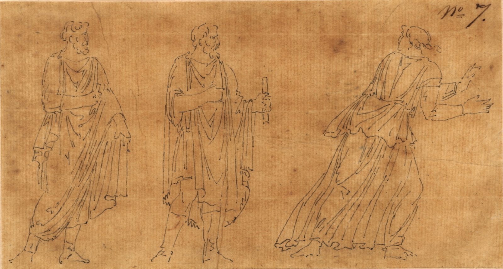 Frise de trois personnages dont une femme s’enfuyant vue de dos, Félix Boisselier, 1795-1805