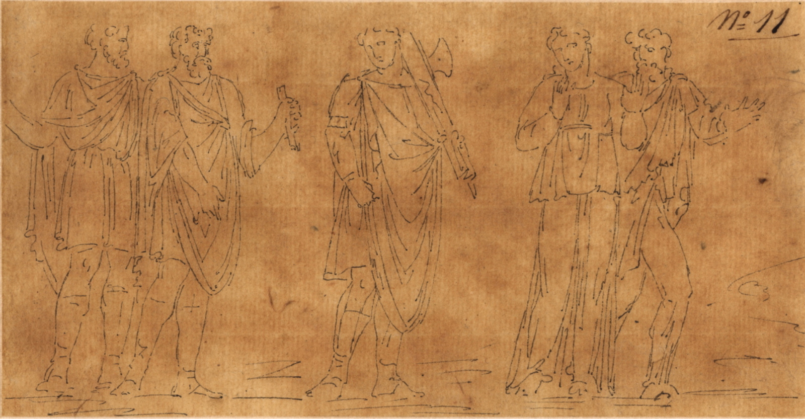 Frise de quatre guerriers et une femme (scène de rapt ?), Félix Boisselier, 1795-1805