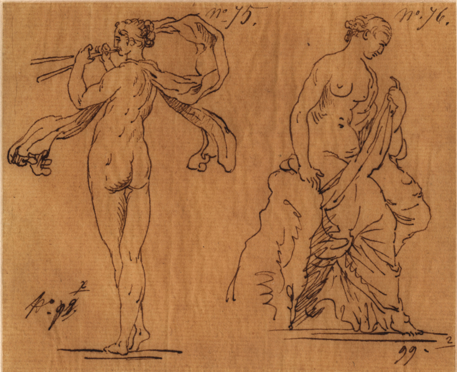 Joueur de flûte ; Femme assise, Félix Boisselier, 1795-1805