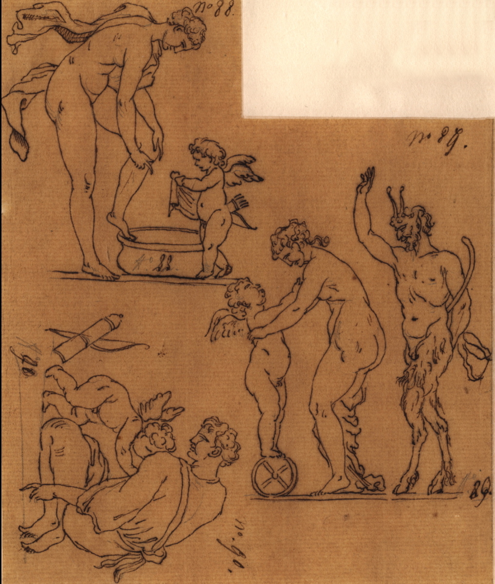 Vénus à sa toilette avec l’Amour ; Vénus, Amour, Pan ; Vénus allaitant l’Amour, Félix Boisselier, 1795-1805