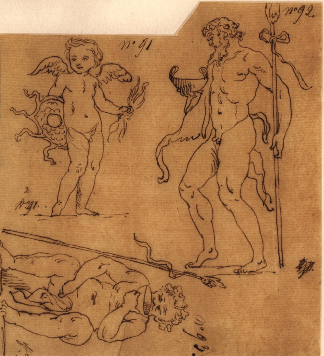 L’Amour armé du foudre de Jupiter et de l’égide ; Faune ivre ; Silène assis_0