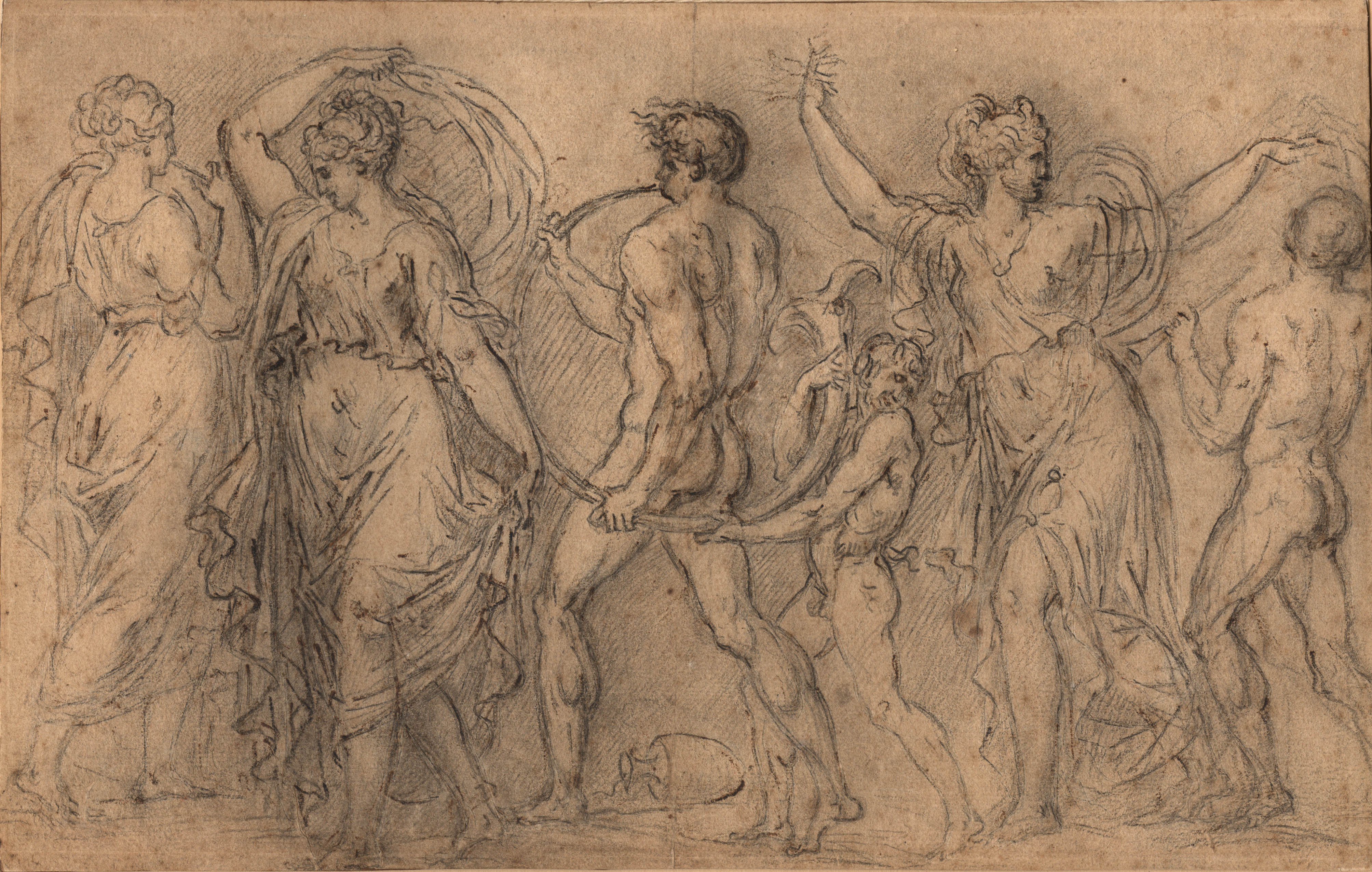 Danseuses et musiciens (titre factice), Guillaume Boichot, 2e moitié 18e siècle, 1er quart 19e siècle