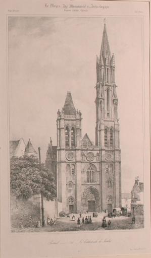 Façade ouest de la cathédrale de Senlis vue du bout de la rue de Villevert (titre factice)_0