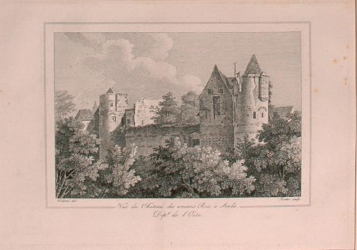 Le château royal vu du jardin du Roy (titre factice), Pierre Louis Delaval, 1830 vers
