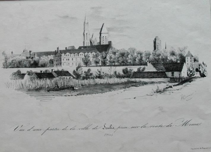 Vue de Senlis prise de la route de Meaux (titre factice), Regnier, 19e siècle