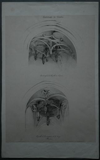 Clés de voûtes à l'intérieur de la cathédrale de Senlis (titre factice), Jean-Louis Tirpenne, 1836 vers