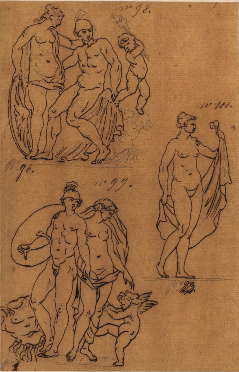 Mars, Vénus et Amour ; Vénus à la draperie ; Mars, Vénus et Amour, Félix Boisselier, 1795-1805