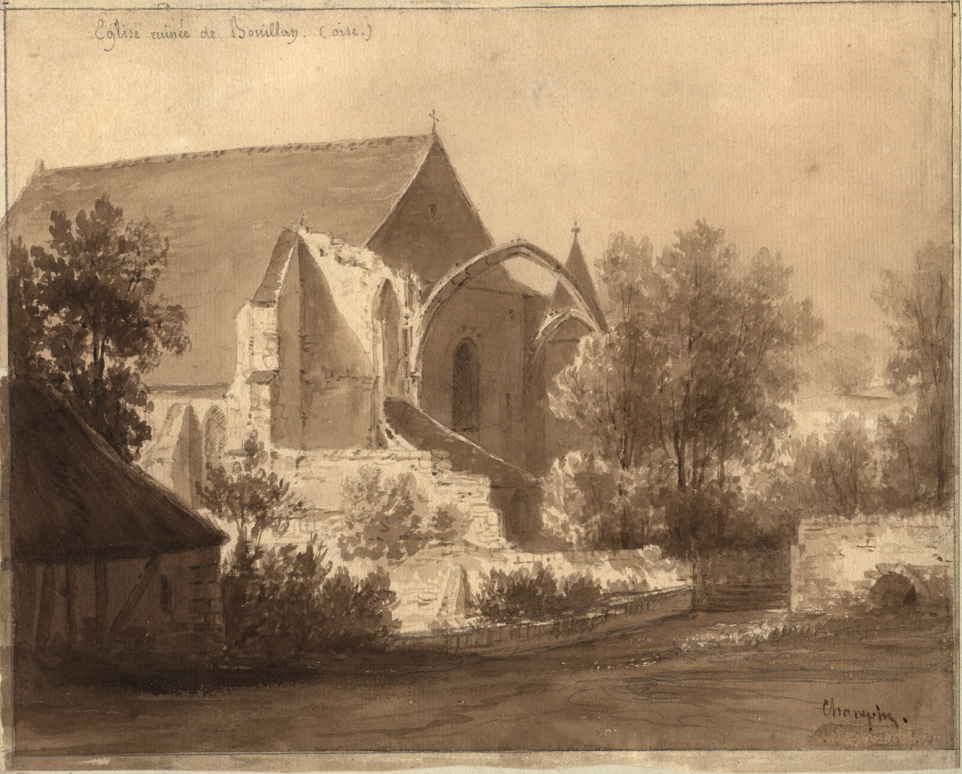 Église en ruine à Bouillan (Oise), Jean-Jacques Champin, 1840-1847
