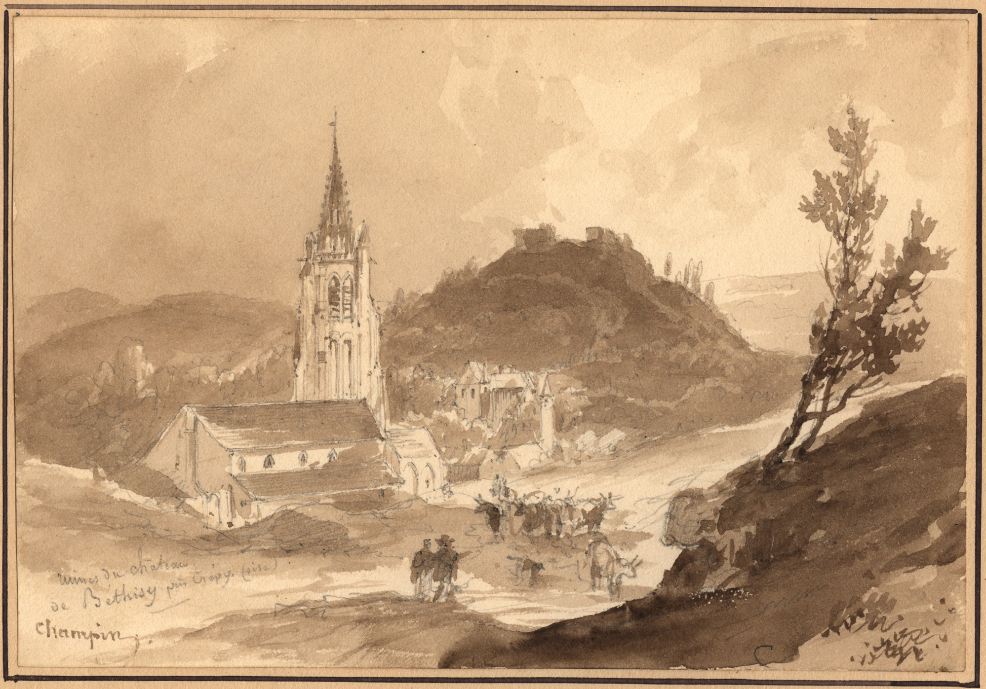 Ruines du château de Béthisy, près de Crépy (Oise), Jean-Jacques Champin, 1840-1847