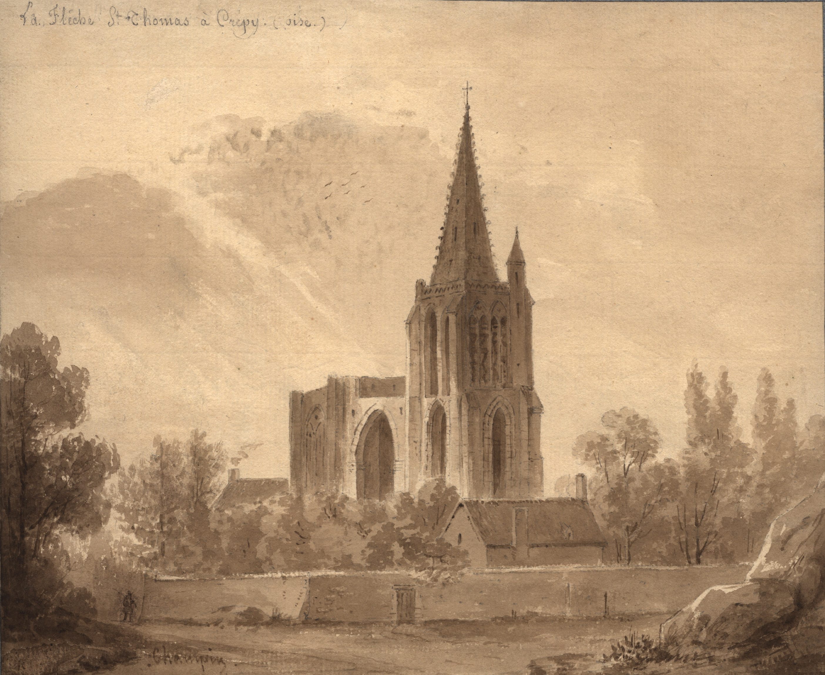 La flèche Saint-Thomas à Crépy (Oise), Jean-Jacques Champin, 1840-1847