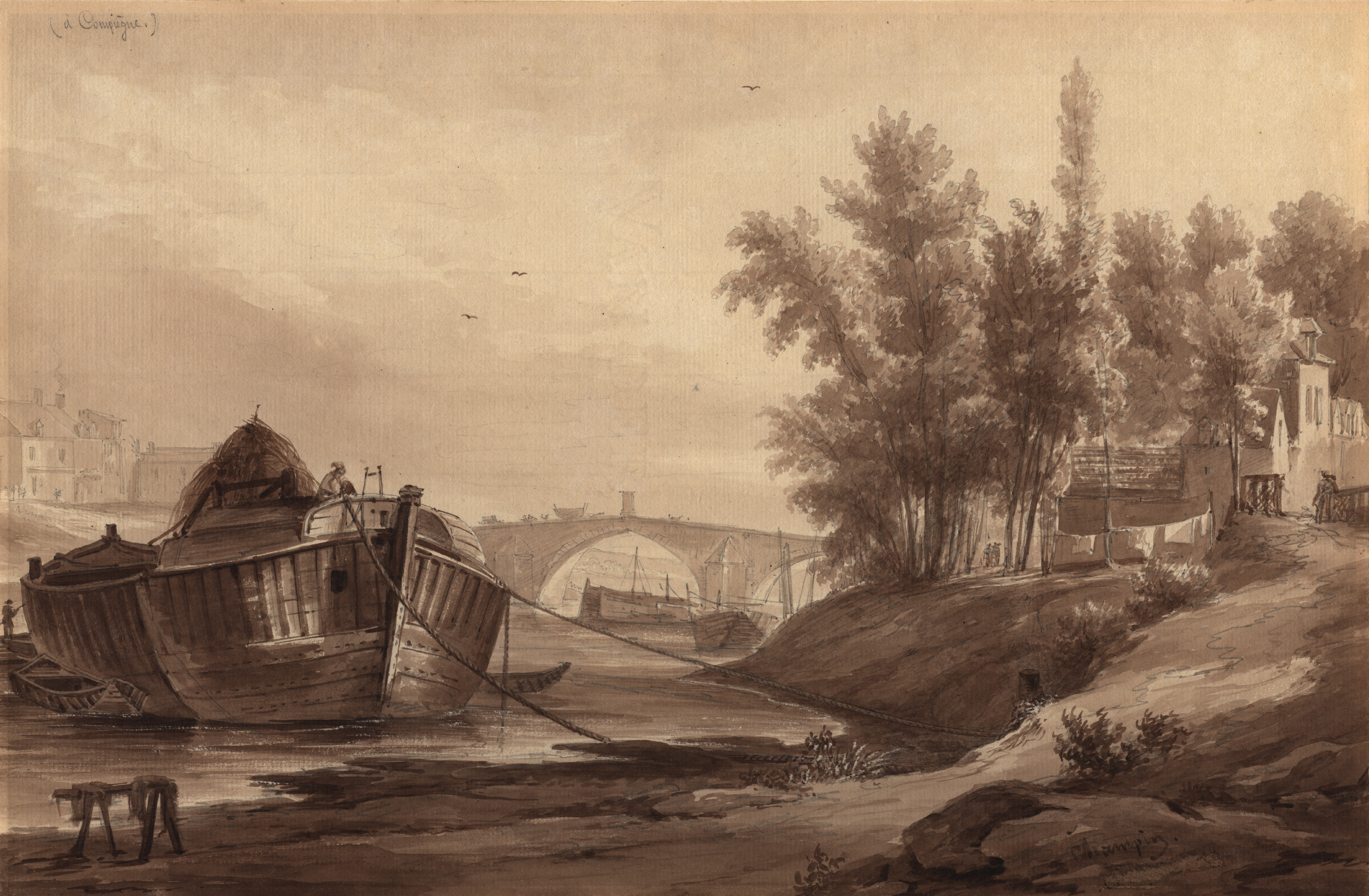 Compiègne, le pont (Oise), Jean-Jacques Champin, 19e siècle