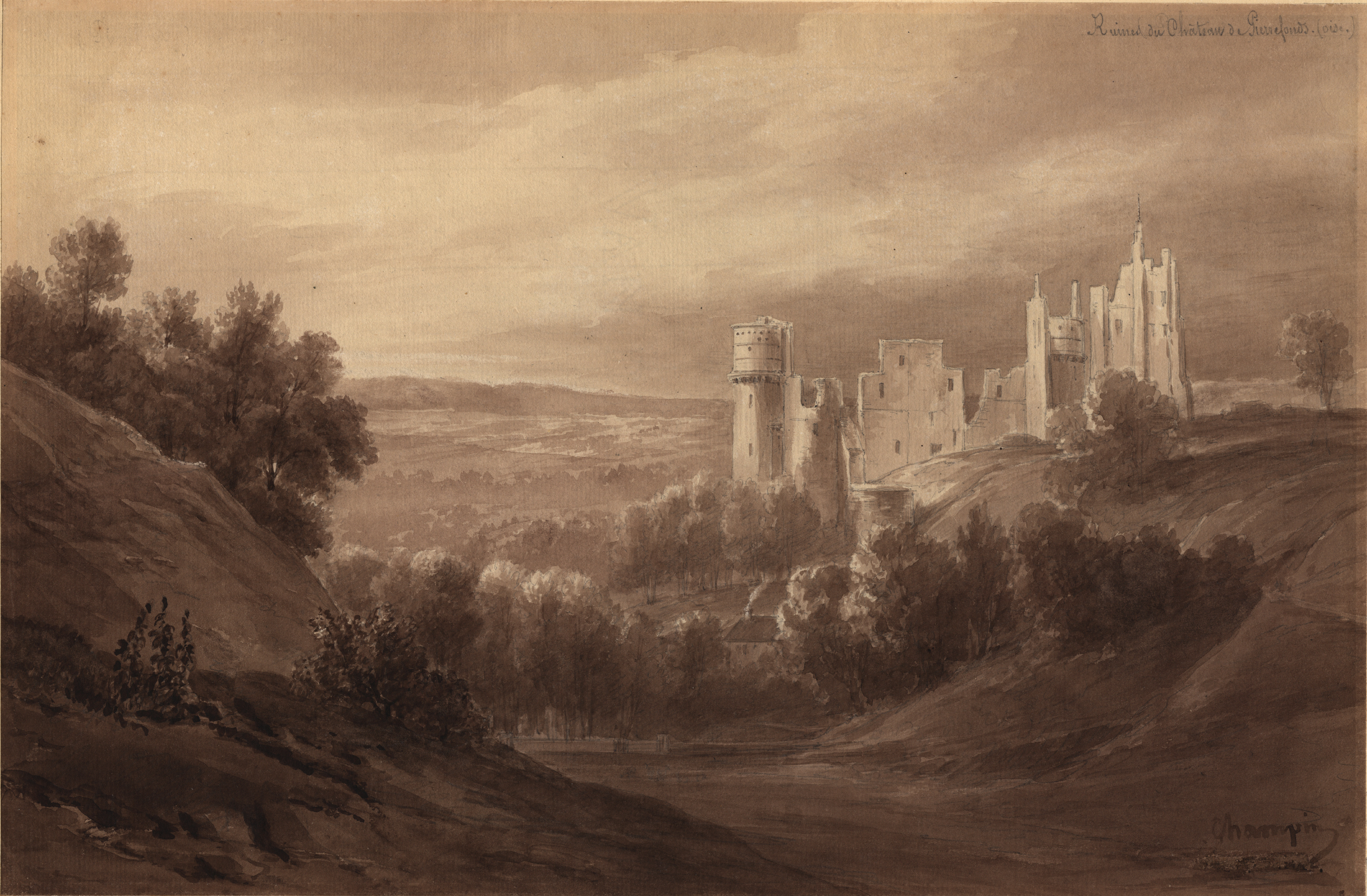 Ruines du château de Pierrefonds (Oise), Jean-Jacques Champin, 1840-1847