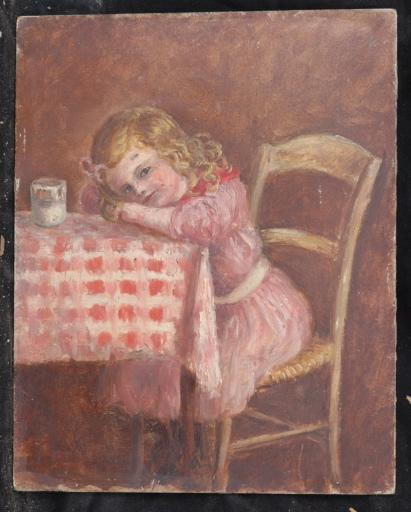 Portrait d'une fillette assise à table, Valentine Reyre, 1905-1910