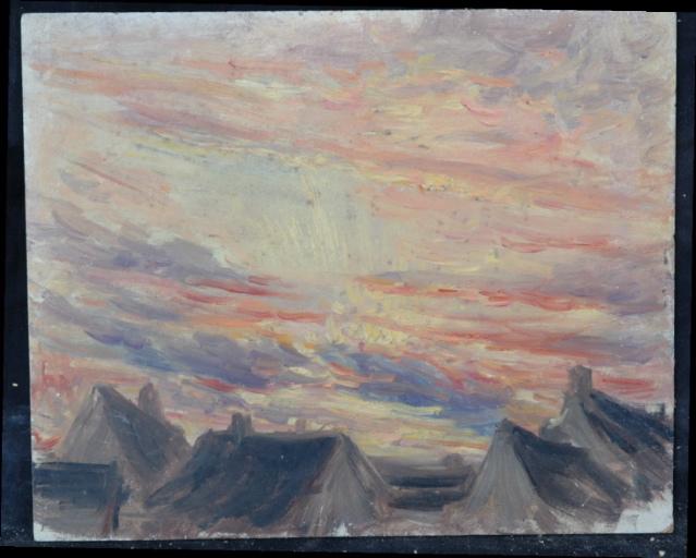 Ciel couchant avec maisons, Valentine Reyre, 1905-1910