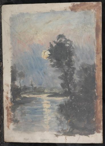 Lune se reflétant dans l'eau, oeuvre inachevée_0