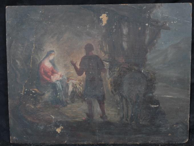 La Vierge, l'Enfant et Joseph dans la Crèche avec l'âne et le boeuf, Valentine Reyre, 1905-1910