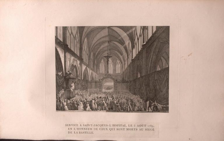 Service à Saint-Jacques l'Hôpital, 5 août 1789 (titre factice) ; Service funèbre des citoyens morts au siège de la Bastille (5 août 1789) (autre titre), Jean-Louis Prieur, 1789 vers