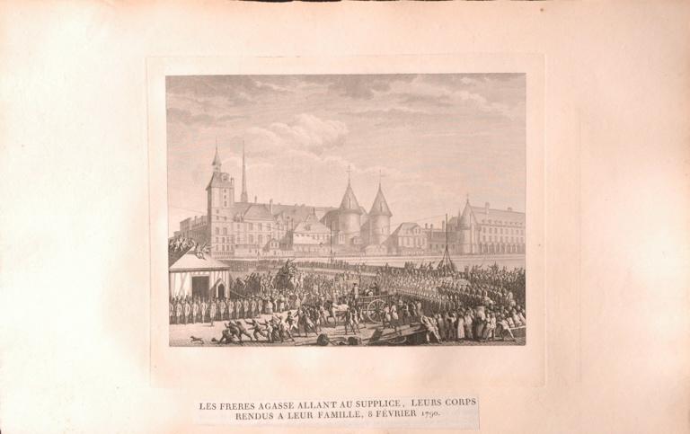 Les frères Agasse allant au supplice, 8 février 1790 (titre factice), Jean-Louis Prieur, 1790 vers
