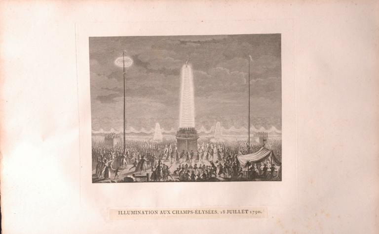Illuminations aux Champs-Elysées, 18 juillet 1790 (titre factice) nautiques, Jean-Louis Prieur, 1790 vers