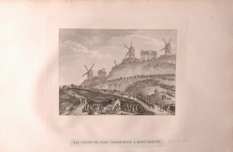 Canons transportés sur la butte Montmartre, 15 juillet 1789 (titre factice), Jean-Louis Prieur, 1792 vers
