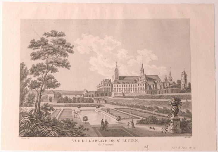 Vue de l'abbaye de Saint Lucien (Oise), François Denis Née, 2e moitié 18e siècle