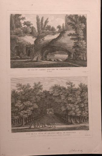 Vues du jardin anglais et du grand Canal, château de Chantilly (Oise) (titre factice), François Denis Née, 2e moitié 18e siècle