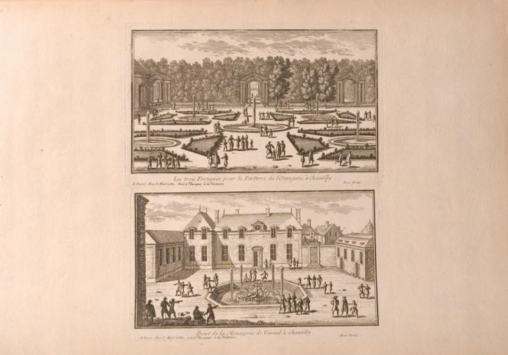 Vue du Parterre de l'Orangerie et projet de la Ménagerie de Vineuil, Chantilly (Oise) (titre factice)_0