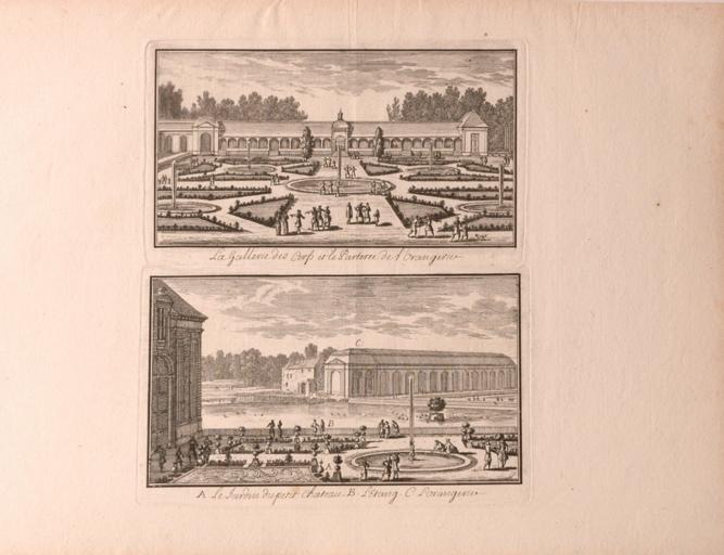 Vues de l'Orangerie et de la Galerie des cerfs, Chantilly (Oise) (titre factice)_0