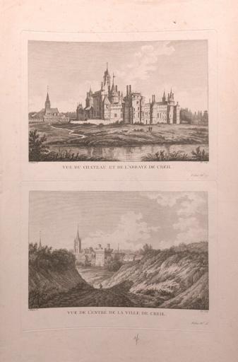 Deux vues de Creil (Oise) (titre factice), François Denis Née, 2e moitié 18e siècle