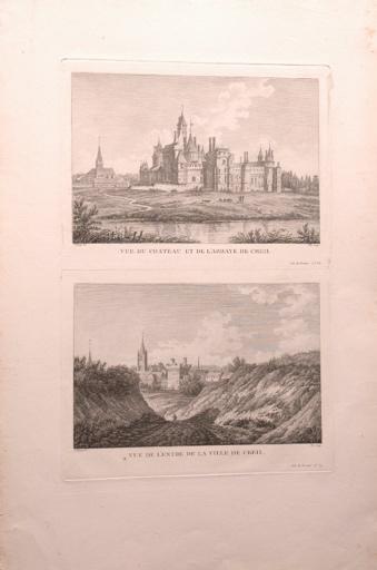 Deux vues de Creil (Oise) (titre factice), François Denis Née, 2e moitié 18e siècle