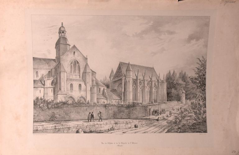 Vue de l'église et de la chapelle de Saint Germer (Oise)_0