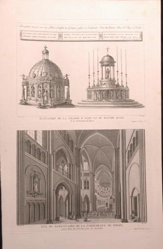 Elévation de la châsse Saint Eloy et du maître autel ; vue du sanctuaire de la cathédrale de Noyon (Oise)_0