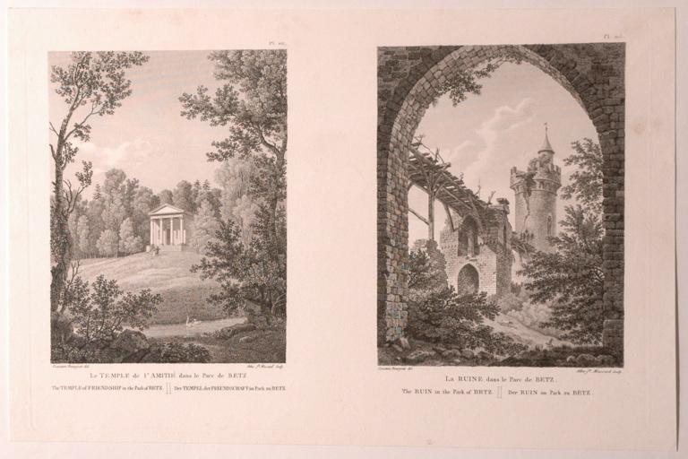 Le Temple de l'Amitié et la Ruine dans le parc de Betz, Massard, 1ère moitié 19e siècle