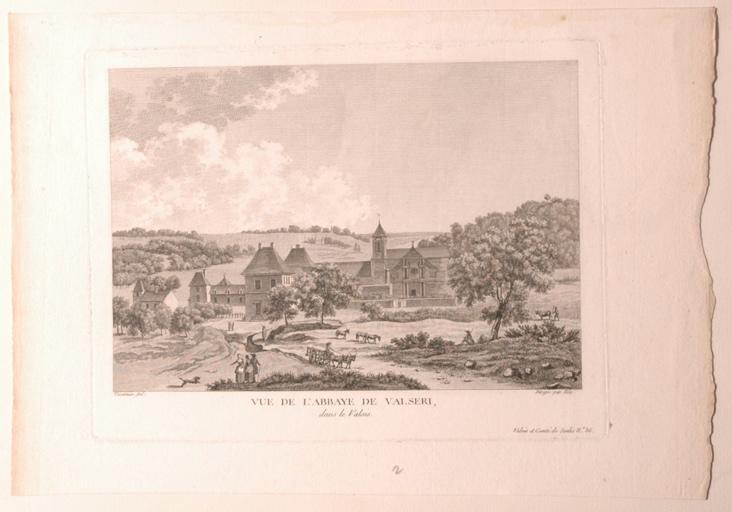 Vue de l'abbaye de Valseri, François Denis Née, 2e moitié 18e siècle
