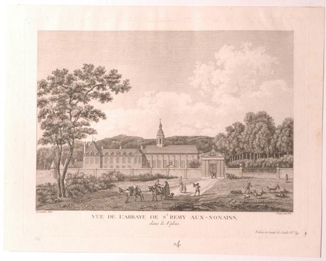 Vue de l'abbaye de Saint Rémy Aux-Nonains, François Denis Née, 2e moitié 18e siècle