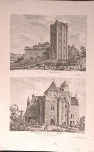 Vue de la Tour de Vez et d'une chapelle antique (Oise), François Denis Née, 2e moitié 18e siècle