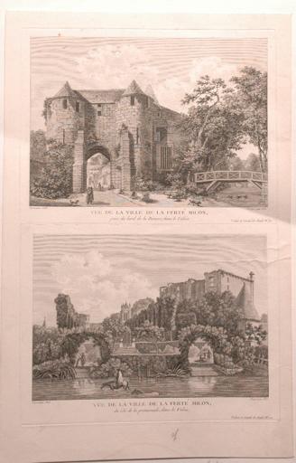 Deux vues de la Ferté Milon (Aisne) (titre factice), François Denis Née, 2e moitié 18e siècle