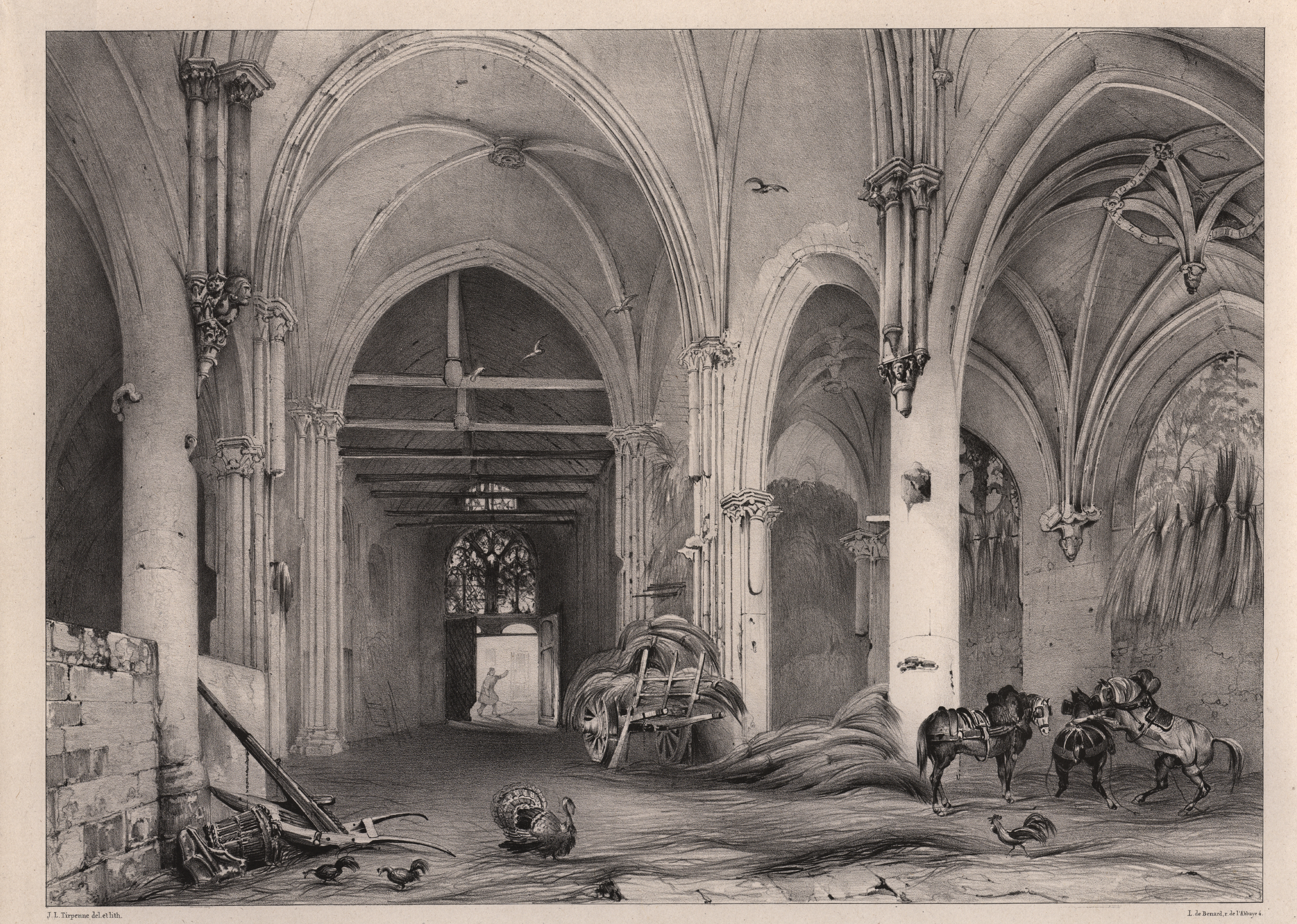 Intérieur de l'ancienne église Saint Pierre, Senlis (Oise) (titre factice), Jean-Louis Tirpenne, 1836 vers