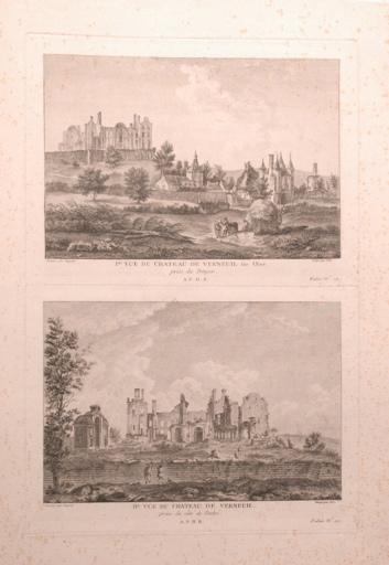 Deux vues du château de Verneuil (Oise), François Denis Née, 2e moitié 18e siècle