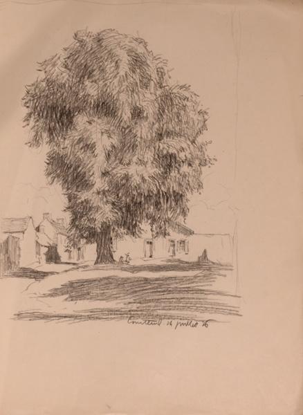 La place et le gros arbre, Courteuil (titre factice)_0