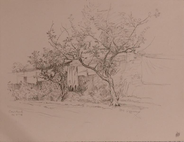 Linge séchant dans un jardin de Courteuil (titre factice)_0