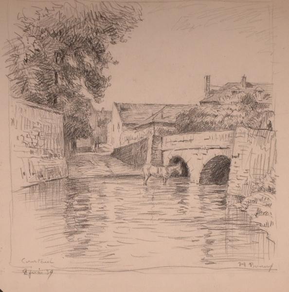 Cheval buvant près du pont de Courteuil (titre factice)_0