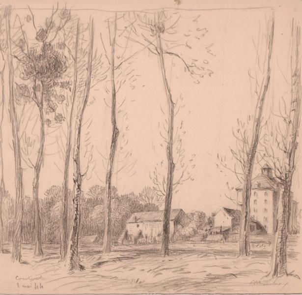 Le moulin de Courteuil à travers les arbres (titre factice)_0
