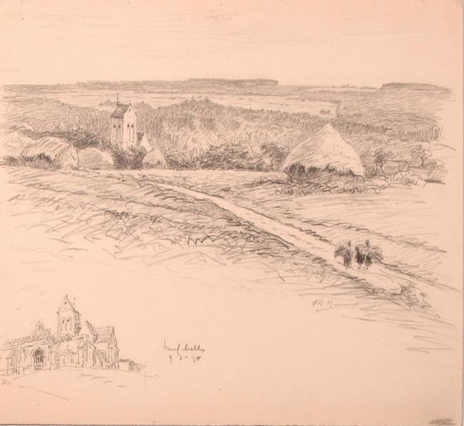 L'église de Neufchelles dans la campagne (titre factice)_0