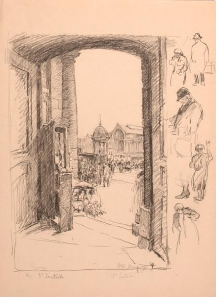 Les Halles vues d'une porte de Saint-Eustache, Paris (titre factice)_0