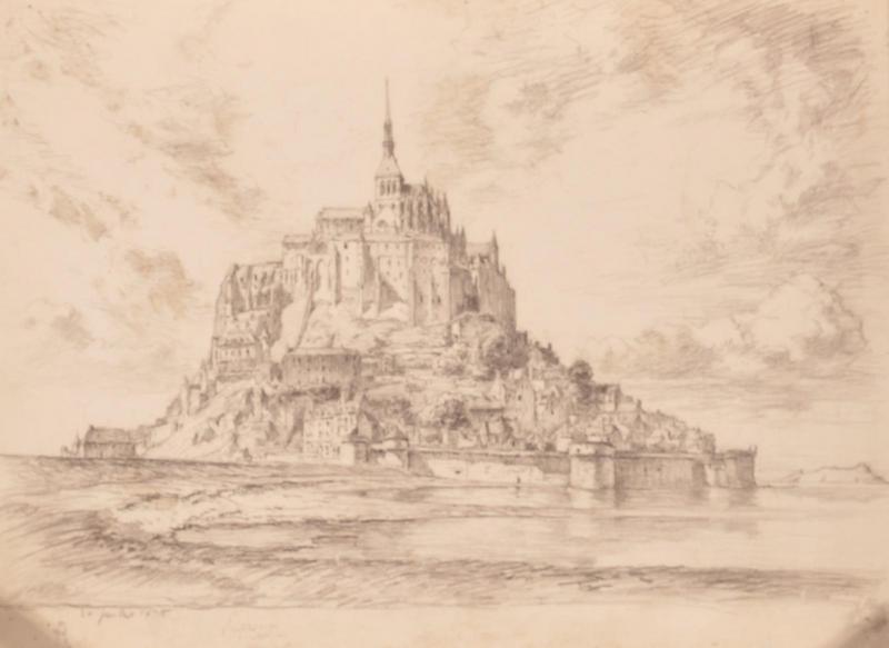 Le Mont Saint-Michel à marée haute, vu du gué (titre factice)_0
