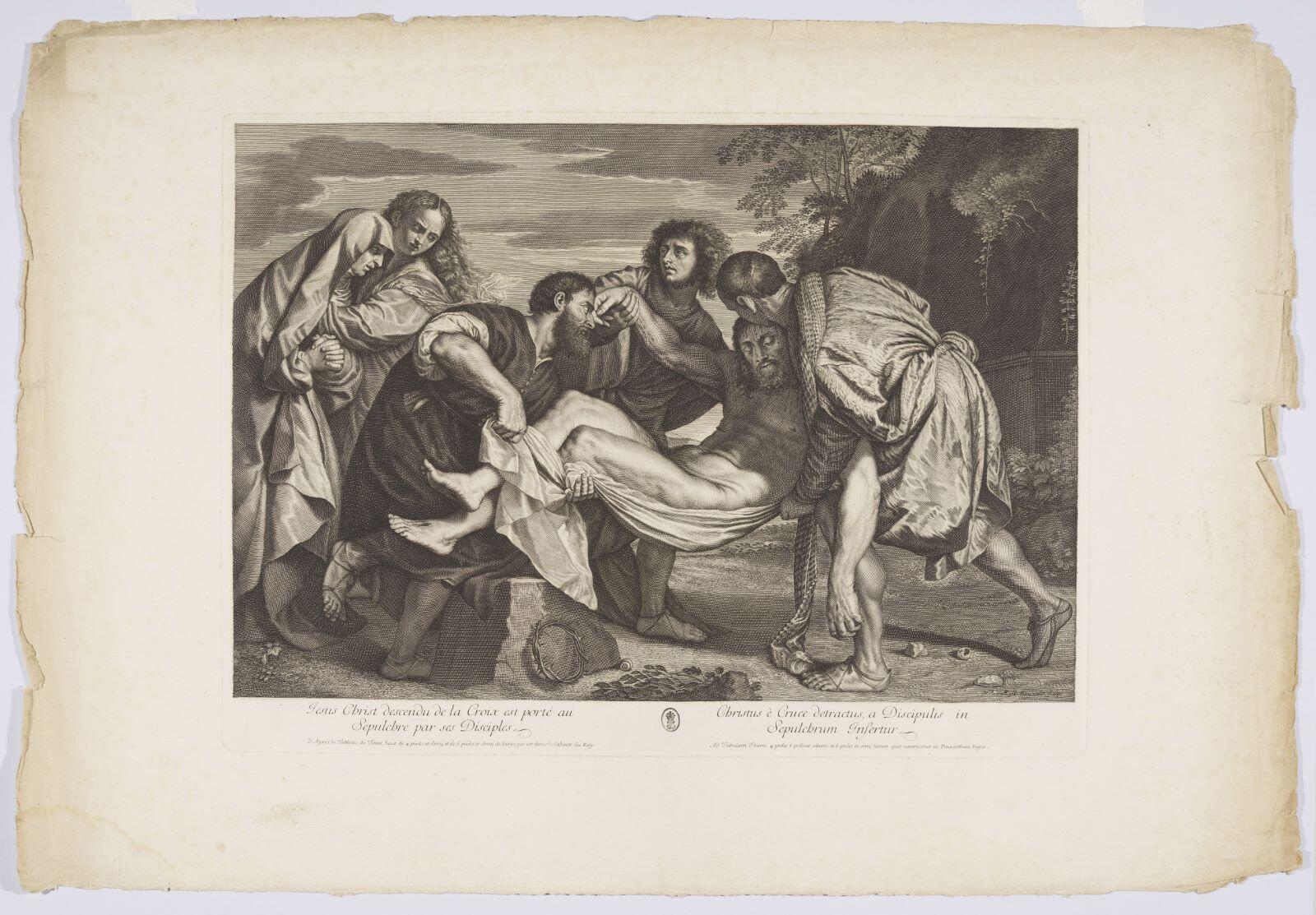 Jesus Christ descendu de la Croix est porté au Sepulchre par ses Disciples (titre inscrit), Gilles Rousselet, 1610-1686